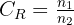 $C_R=\frac{n_1}{n_2}$ $C_R=\frac{n_1}{n_2}$
